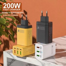 200W多口超级快充3A+3C充电器手机充电头60W欧美规电源适配器批发