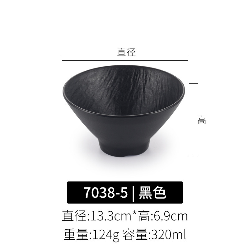 Japonés negro melamina bolos de arroz bolos de mezcla de fideos bolos de hotel restaurante bolos de sopa de plástico bolos de ensalada comerciales