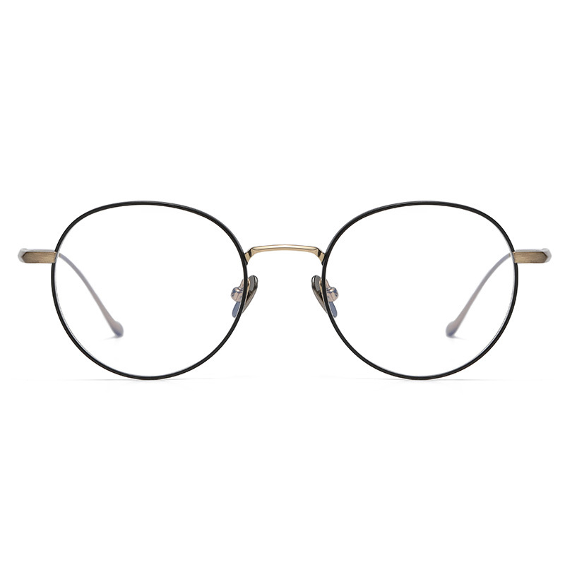 新型メガネ増同金永CHORD-C小紅本レトロ円形純チタン日系手作りメガネフレーム