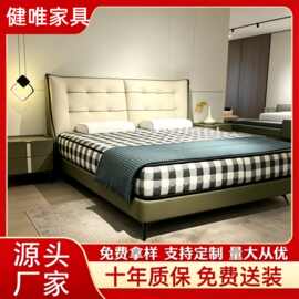 法式复古实木床墨绿色双人床美式轻奢主卧绿色软包现代双人简约床
