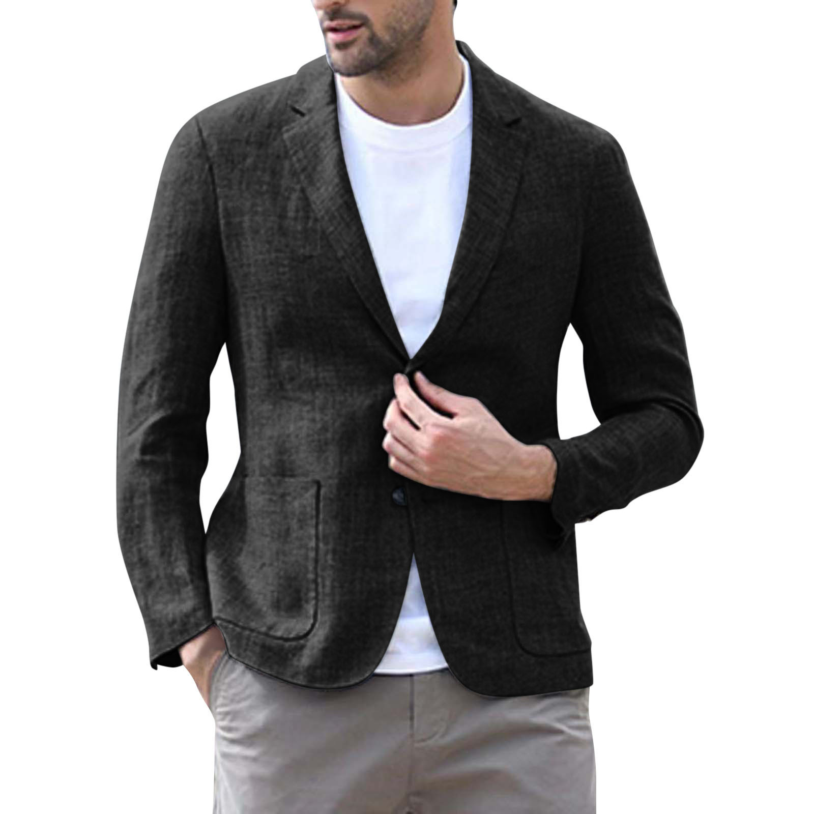 Costume de mode décontracté pour hommes, Blazer d'été en lin pour hommes_voghion.com