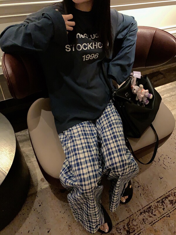 ACレター長袖Tシャツの正しいバージョン1996デジタルプリントコットン長袖ウォッシュ加工ルーズ長袖Tシャツ|undefined