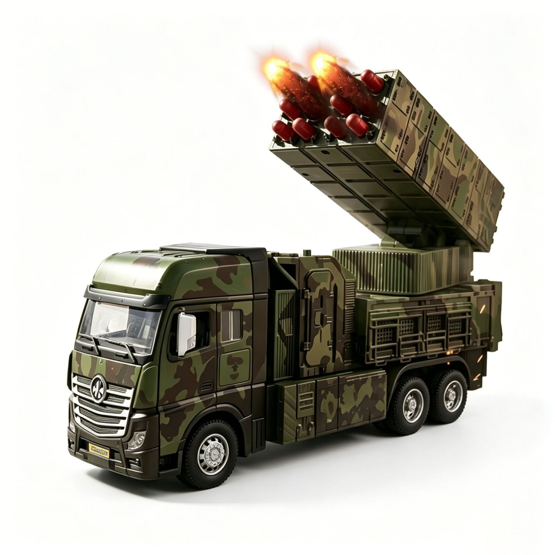 Warrior, bullets, rocket with light music, music toy car, minifigure, remote control, scale 1:32 5