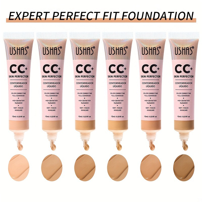 USHAS Cross-border 6 colores corrector hidratante e ilumina el tono de la piel de larga duración sin maquillaje base líquida impermeable corrector aislado