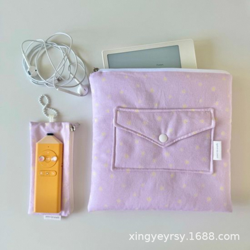 Korean Fresh Polka Dot Tablet Storage Bag, Zippered Large-Capacity Storage Bag, Can Be Printed with Logo