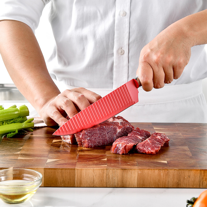 不锈钢6件套礼盒厨房套刀 彩色扎纹不粘刀具套装礼品套刀批发