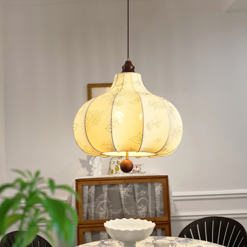 Medieval tela de patrón de comedor dormitorio candelabro mirad viento silencioso madera maciza flores francesas dormitorio castaña lámpara