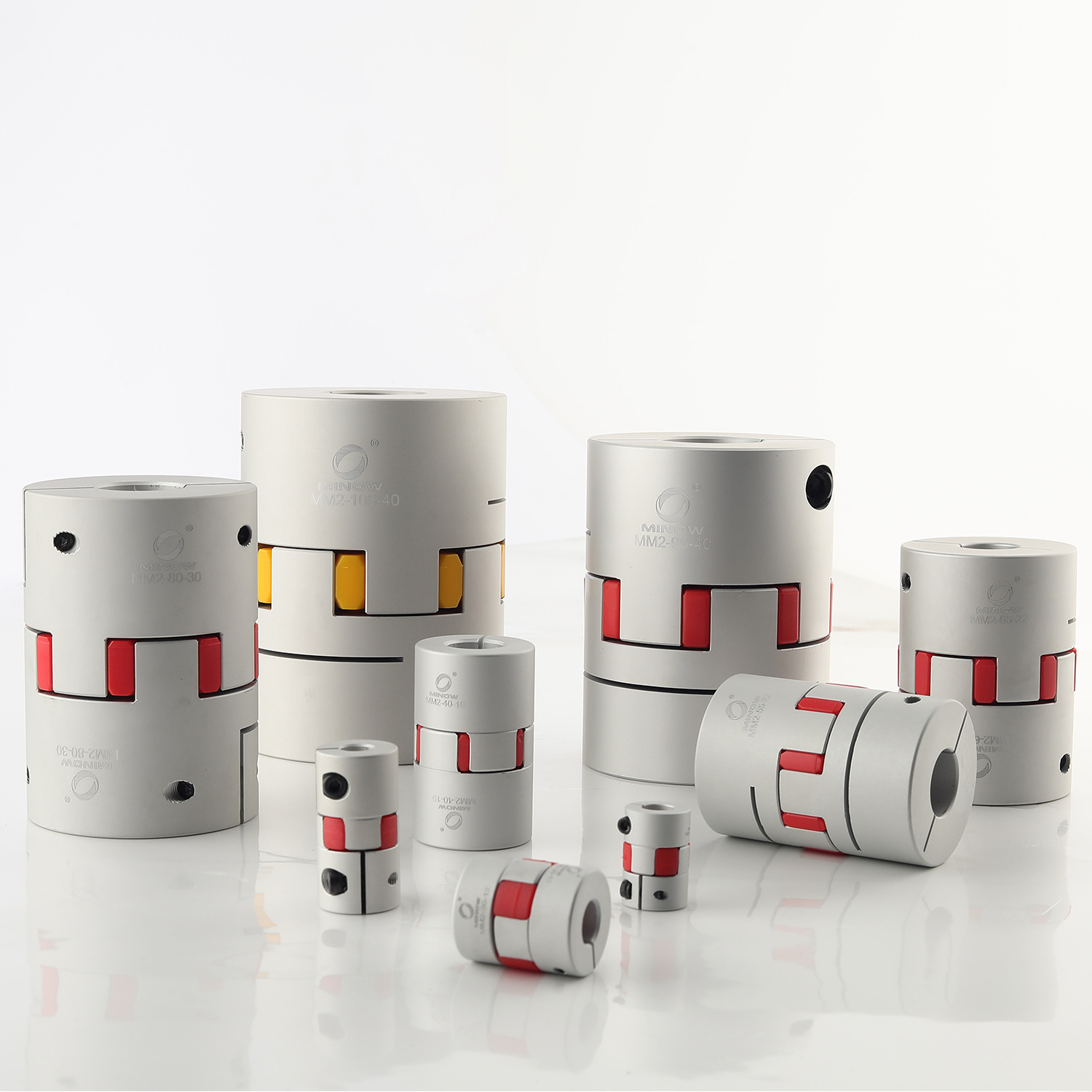 MINOW米诺大扭矩铝合金梅花联轴器弹性夹紧联轴节CNC数控车床零件