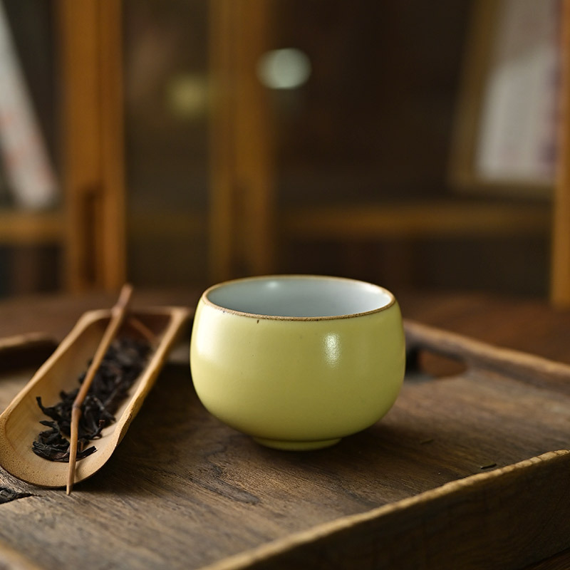 Jingdezhen Pure Handmade Coarse Pottery Ru Kiln Yellow Crackle Glaze Arhat Cup Kung Fu Tea Set Master Cup Tea Cup