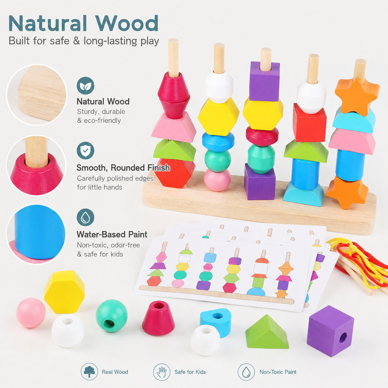 Cuentas educativas para niños cpc ce, cinco juegos de columnas de colores, clasificación de colores, iluminación, juguetes de bloques de construcción de percepción de formas para niños
