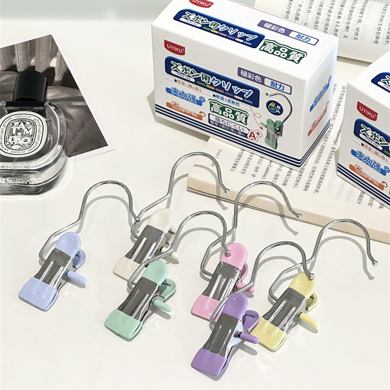 UYIKU cross-border 6 easy to use rainbow pants clip high elastic steel clip sun clothes do not hurt clothes do not fade clothes clip