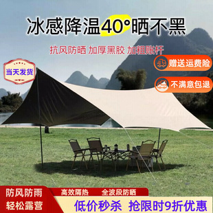 Vinyl Canopy Tent Outdoor Portable Large Camping Equipment Camping Picnic Sun Protection Awning Rainproof and Windproof
