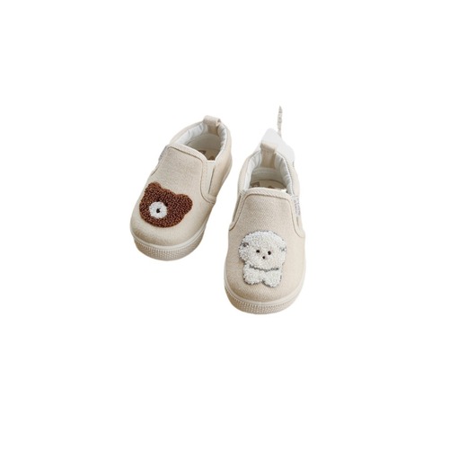 Daily new product moco baby towel embroidered bear toddler shoes children's slip-on sneakers for boys and girls