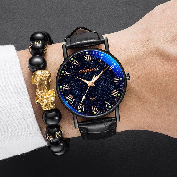 Starry Sky Watch for Middle and High School Students, Korean Version, Trendy, Cool, Casual, Fashionable, High-Tech, Ultra-Thin, Luminous Dial