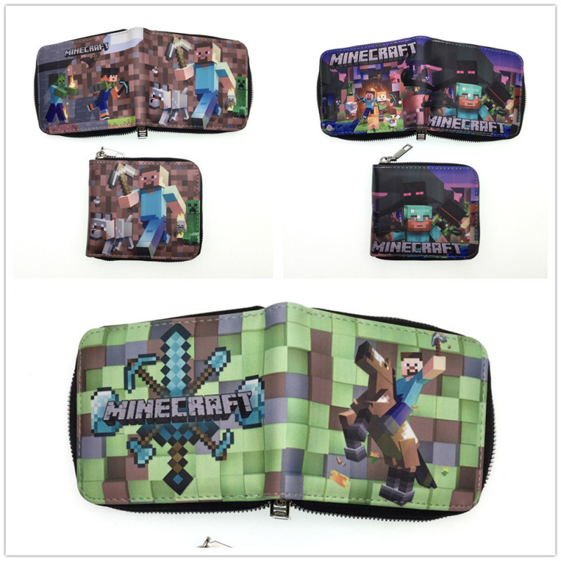 Animation Peripheral Minecraft Coin Purse Kidsren's Zipper Wallet Coin Cosmetics Bag Card Holder Student Men's and Women's Wallet