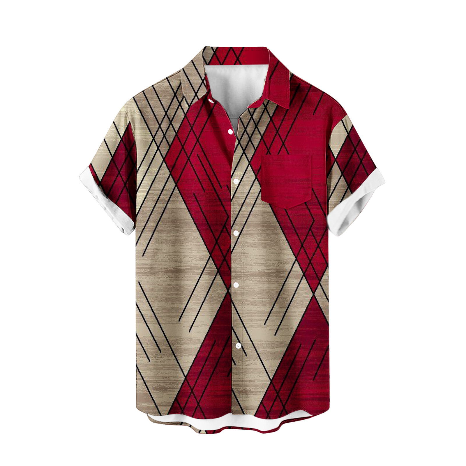 2024 comercio exterior europeo y americano transfronterizo exclusivamente para camisas de manga corta para hombres color de costura impresión digital 3D blusa casual