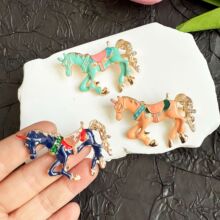 复古滴油马胸针 炫彩珐琅独角兽徽章动物主题胸针服饰搭配别针潮