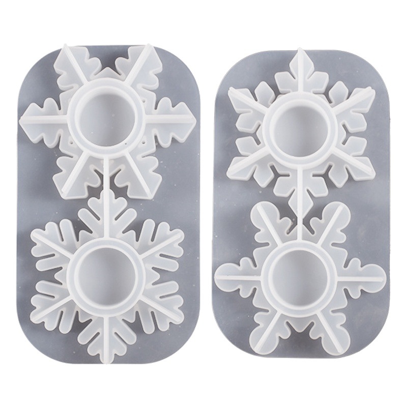 DIY epoxi molde de dos piezas copo de nieve aromaterapia vela candelabro Navidad espejo decoración caja de almacenamiento de silicona molde