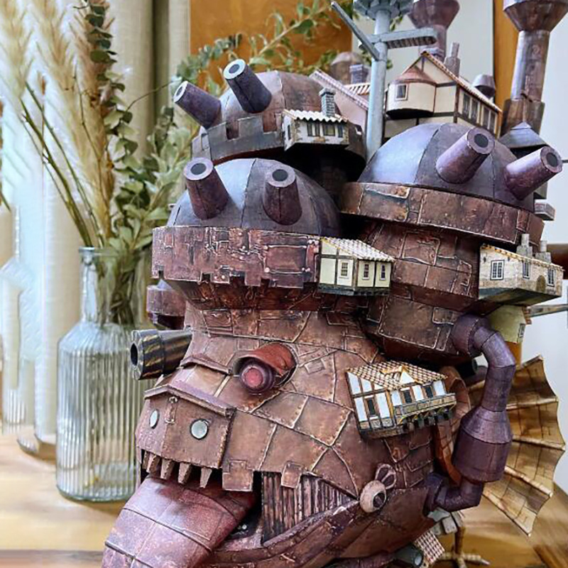 Hayao Miyazaki Castillo tierra versión de dibujos animados 3D tridimensional modelo de papel DIY hecho a mano decoración de juguete