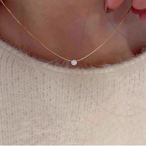Cross-Border Single Diamond Zircon Pendant Women's Sweater Chain Clavicle Chain Titanium Steel Necklace Light Luxury Niche Snake Bone Chain Jewelry