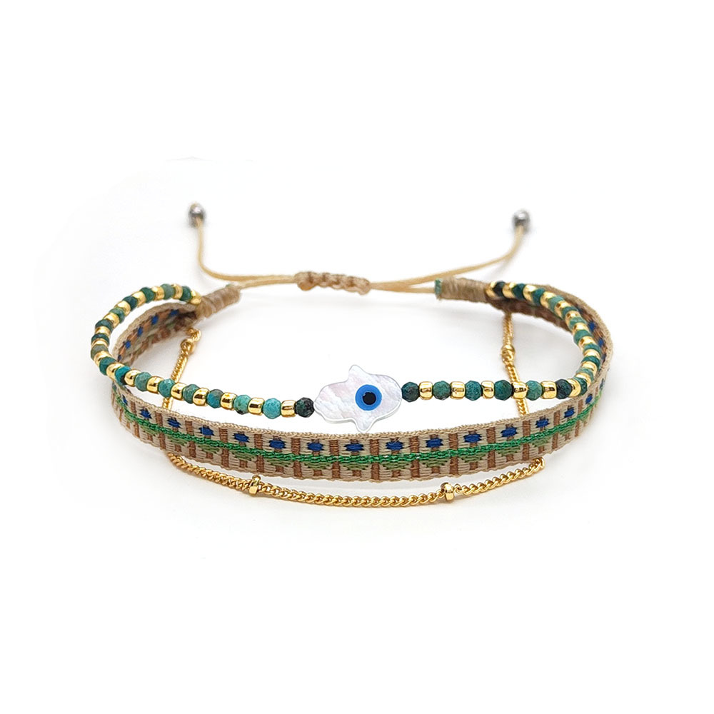 6g Weight Bracelets Classification 1 Piece Quantity Daily, Street Occasion Polyester cotton, Seed Bead, Copper Material Devil's Eye, Palm Pattern Women's Gender Beaded, Knitting Design IG Style, Casual, Retro Style IG Style Casual Retro Devil's Eye Palm Polyester Cotton Seed Bead Copper Beaded Knitting Women's Bracelets 7