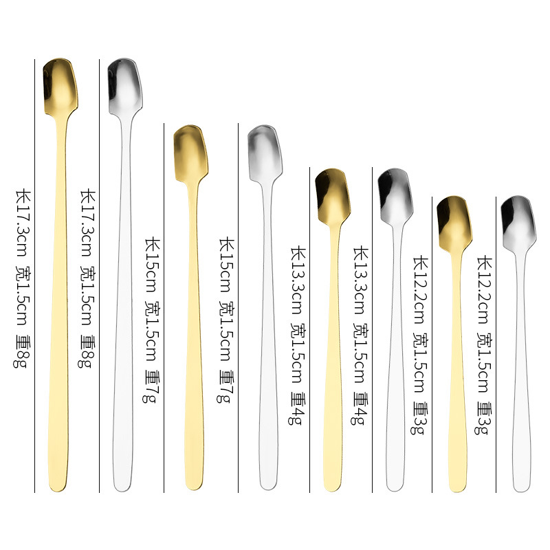 골드와 실버 스퀘어 헤드 스푼 세트