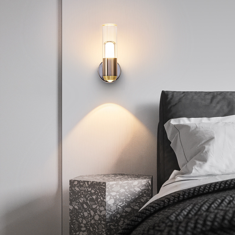 Diseñador nórdico sala de estar sofá lado de fondo lámpara de pared minimalista dormitorio cabecera creativa minimalista lámpara de pared de pasillo
