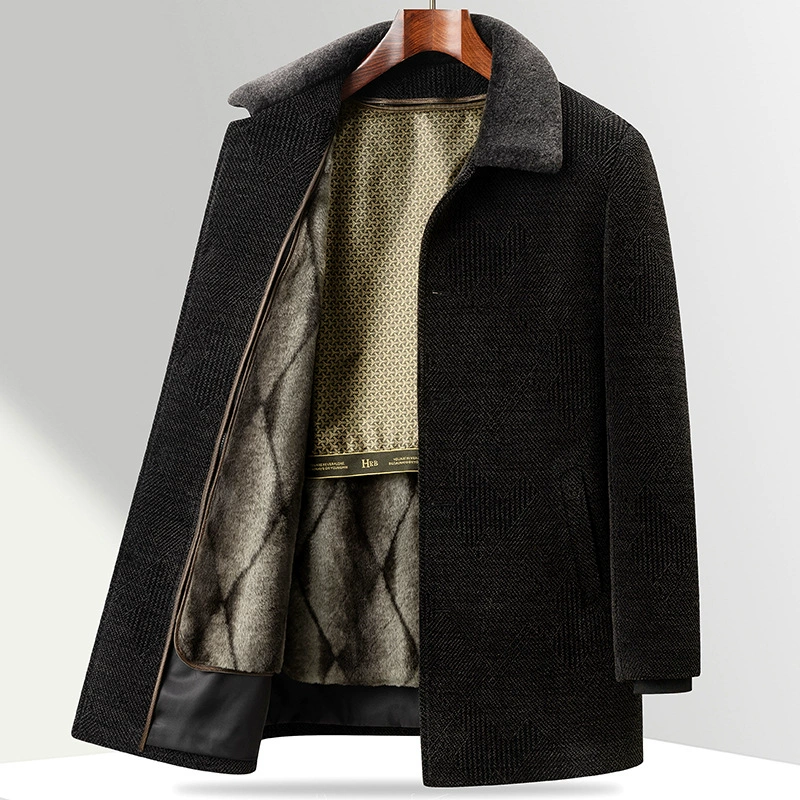 Demi-season long warm woolen coat for boys, liner, down jacket