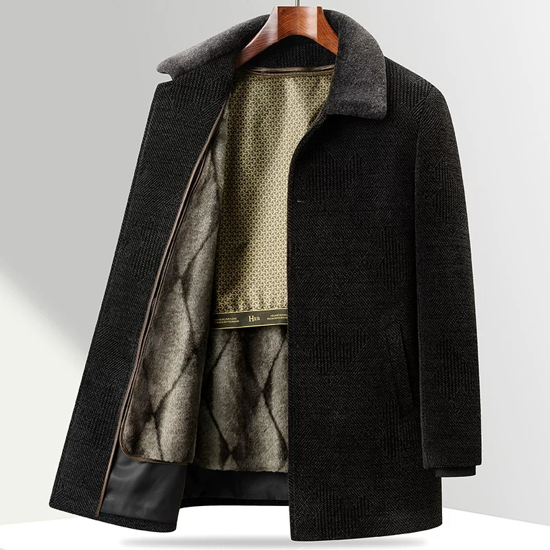 Demi-season long warm woolen coat for boys, liner, down jacket