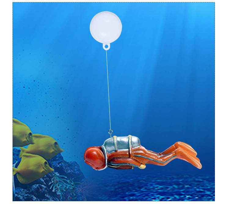 Tanque de peces decoración del paisaje pequeña decoración flotante Diver azul grasa reloj tanque de peces paisaje mundo submarino