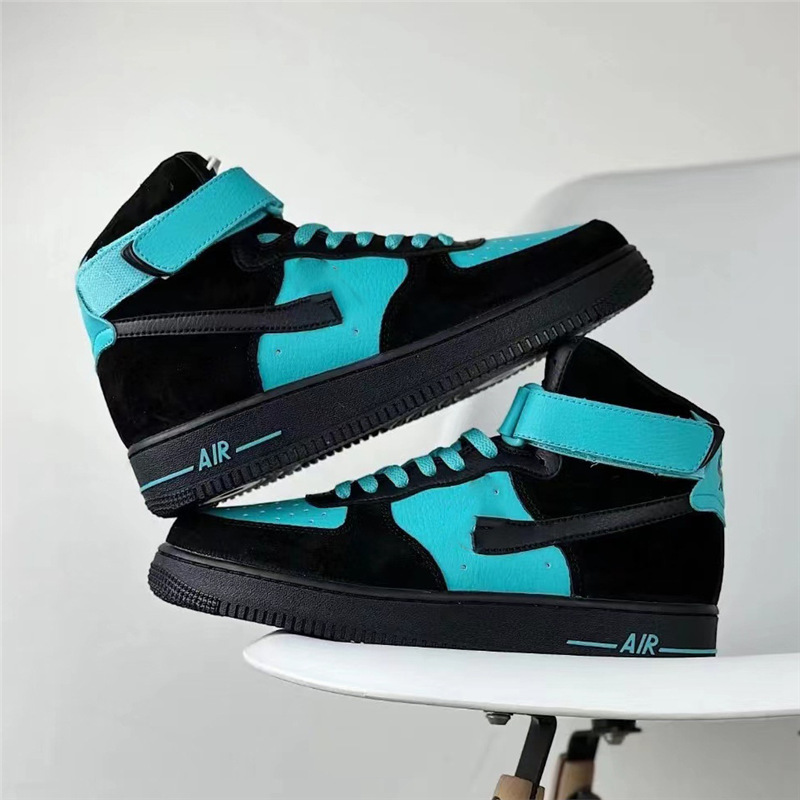 Original Af1 Air Force Collaboration Mid-Top Tiffany Blue Skate Shoes with Velcro Casual Sneakers for Everyday Sports Original Af1 Air Force Collaboration Mid-Top Tiffany Blue Skate Shoes with Velcro Casual Sneakers for Everyday Sports