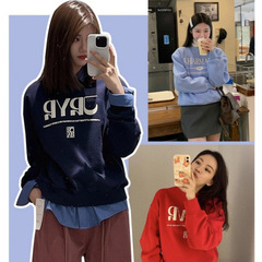 韓国のニッチなトレンディなブランドグローブスウェットシャツ女性の秋と冬の新しいルーズカップルクラシックフォームレターラウンドネックトップ