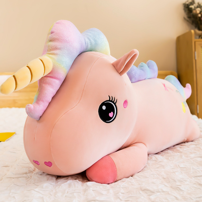 Muñeca de unicornio juguete de peluche de dibujos animados para niñas almohada grande regalo para niños para acompañar el logotipo de procesamiento de muñecas