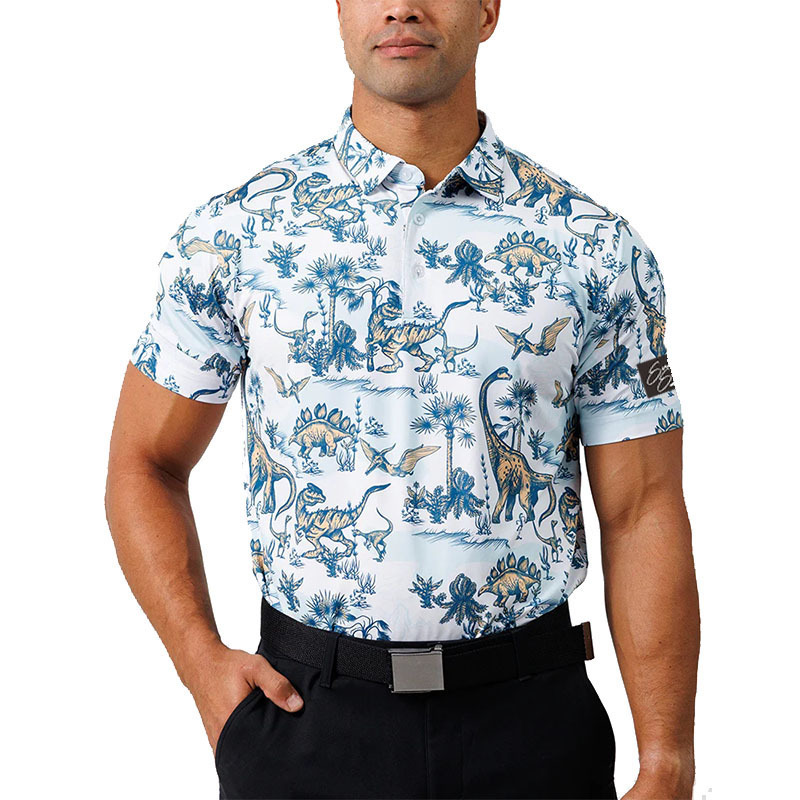 New Golf Polo Shirt Quick Dry Breathable Badminton Competition Polo Shirt Fashion Printed Men's Short Sleeve