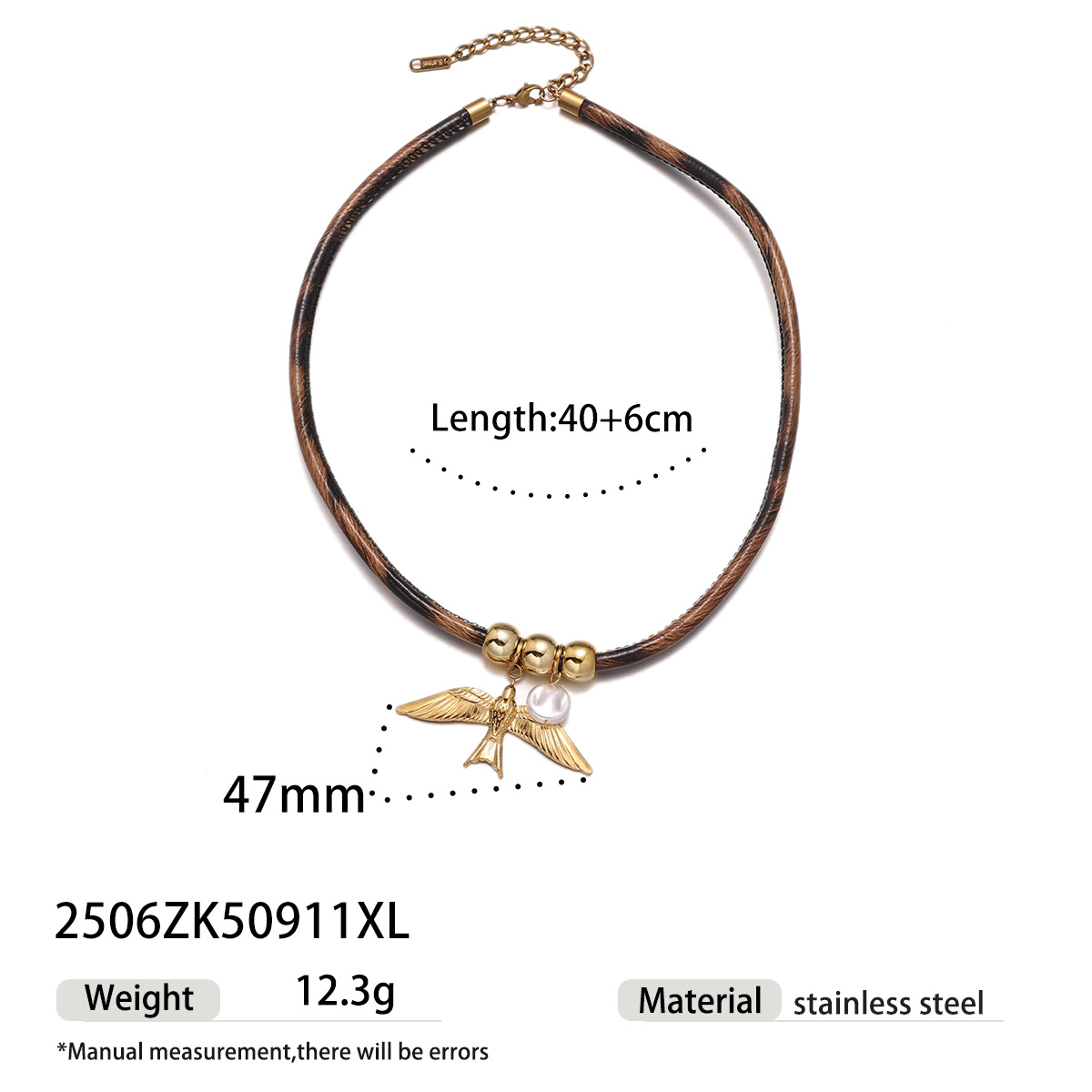 Tena collar de acero inoxidable europeo y americano, lujo ligero, animal de nicho, estampado de leopardo, collar de perlas reales, joyería transfronteriza de acero de titanio femenino
