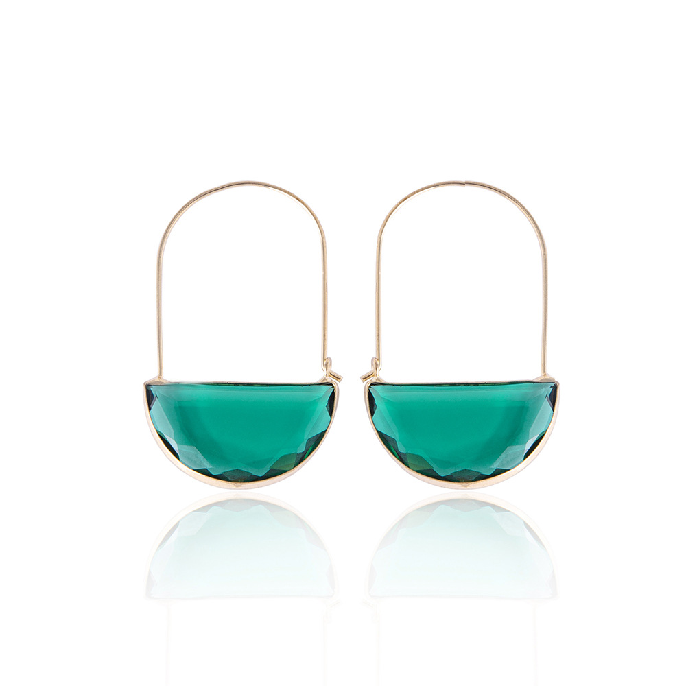 U Shape Pattern Women'S Gender 1 Pair Elegant U Shape Inlay Alloy Artificial Gemstones Hoop Earrings