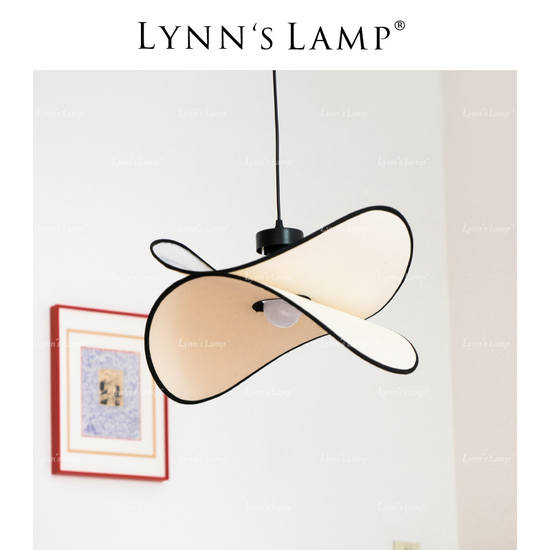 Lynn's立意 奶油风布艺吊灯 卧室书房法式中古餐厅民宿草帽南洋灯