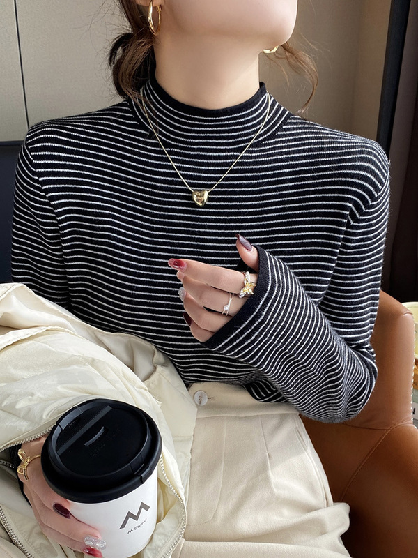 半高领针织打底衫女内搭2025秋季女装新款修身洋气毛衣长袖上衣|undefined