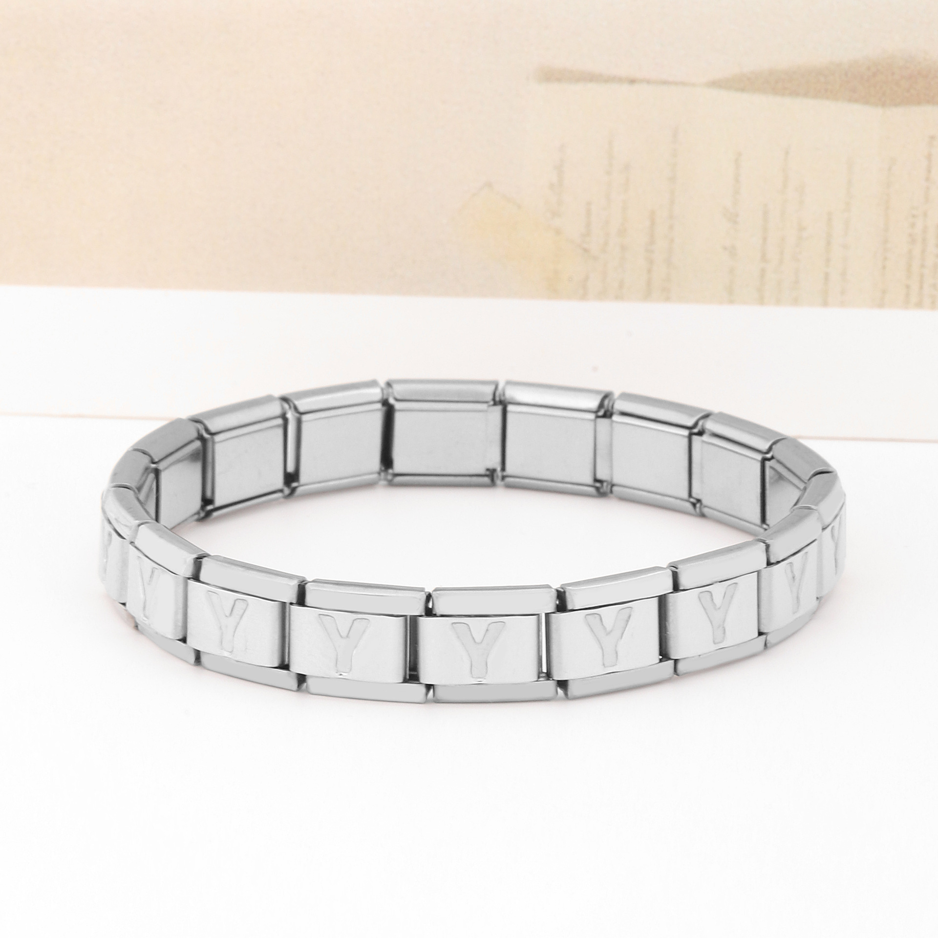 Stainless Steel IG Style Letter Polishing Bracelets display picture 2