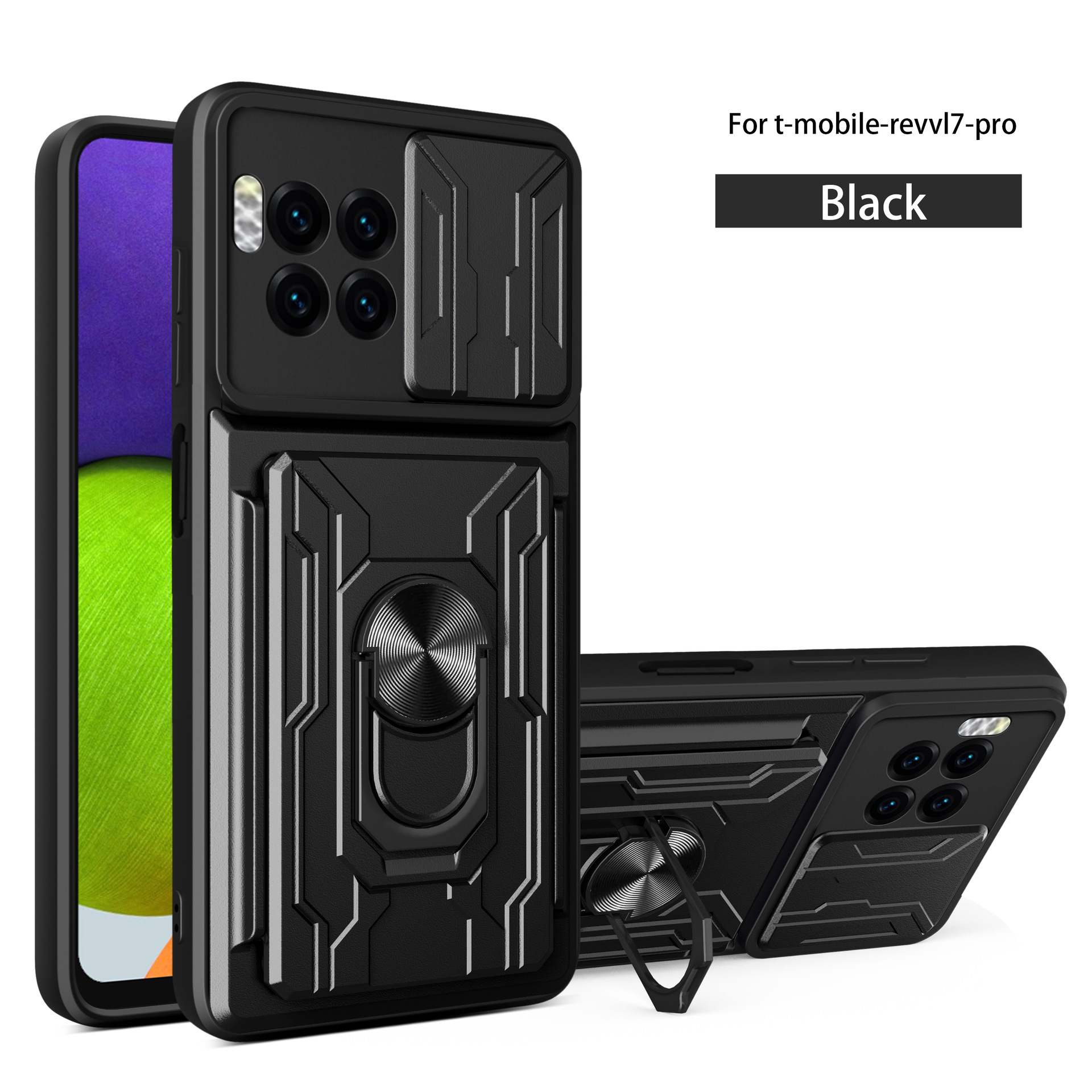 REVVL7PRO bolsas de tarjetas de ventana empujadas con caja de teléfono móvil de uñas afiladas, productos de comercio electrónico de alta resistencia TPU + PC integrados