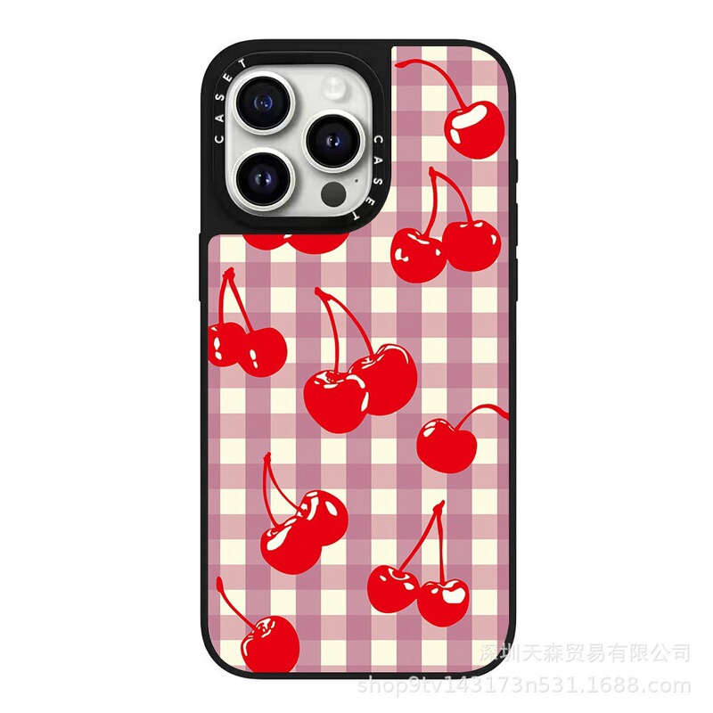 CASET 共同ブランドのピンクのストライプ Apple iPhone16ProMax 携帯電話ケース 15pro トレンディなブランド 13 ミラーに適しています|undefined