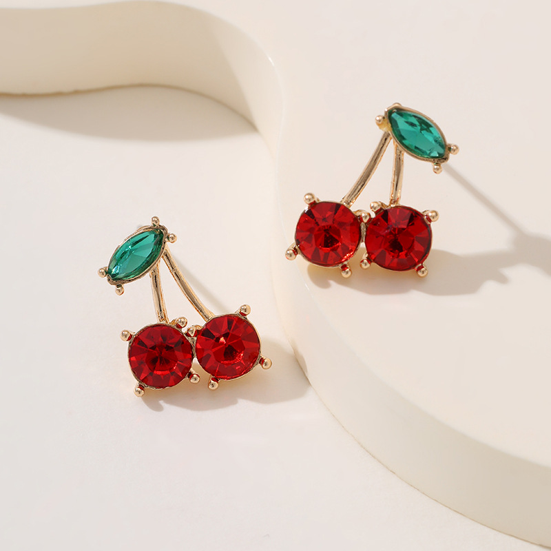 Europa y América de moda moda diamantes fruta amor aretes nuevos comercio transfronterizo personalidad aretes de cereza image 5