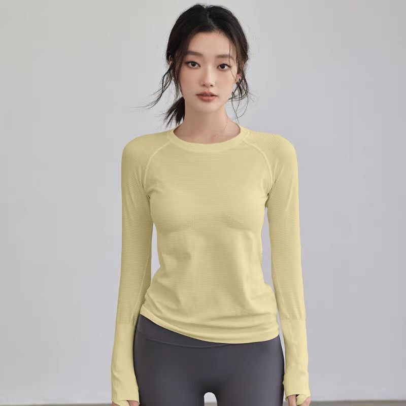 Yoga Suit Women's Autumn and Winter Slim-fit Slimming High-elastic Crewneck Sports Long-sleeved Running Training Quick-drying Fitness Suit Top Yoga Suit Women's Autumn and Winter Slim-fit Slimming High-elastic Crewneck Sports Long-sleeved Running Training Quick-drying Fitness Suit Top
