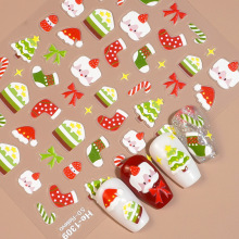 Redanco5D浮雕ins网红美甲贴纸果蛋糕圣诞老人树立体指甲贴He1309