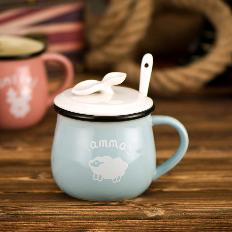 Azul cielo + tapa de porcelana + cuchara de porcelana