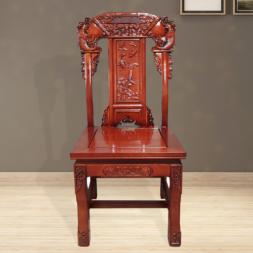 All solid wood antique carved dining chairs Ming and Qing Dynasty dining table backrests for home use in hotels, restaurants and restaurants, new Chinese style light luxury chairs