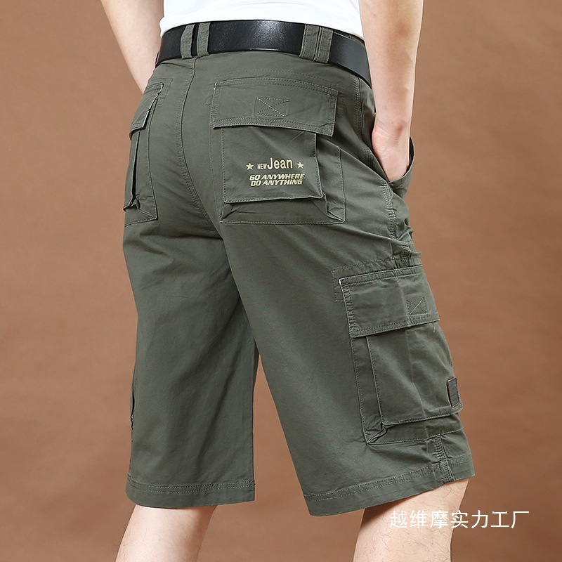 夏季男士薄款多袋短裤宽松工装七分裤男裤大码纯棉休闲裤子中批发