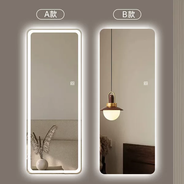 Full-Length Mirror with Lights, Touch Screen, Barber Shop Long Mirror, Led Lights, High-Definition, Export-Grade, Three-Color Stepless Dimming