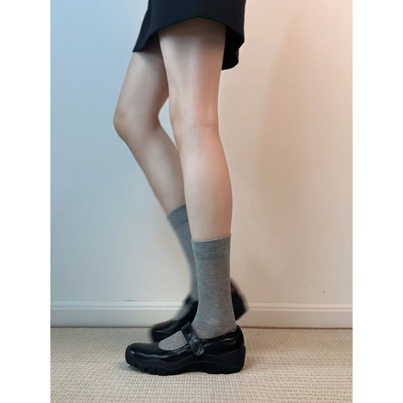 水洗牛皮~真皮复古厚底魔术贴浅口单鞋女2025新款玛丽珍鞋小皮鞋|undefined