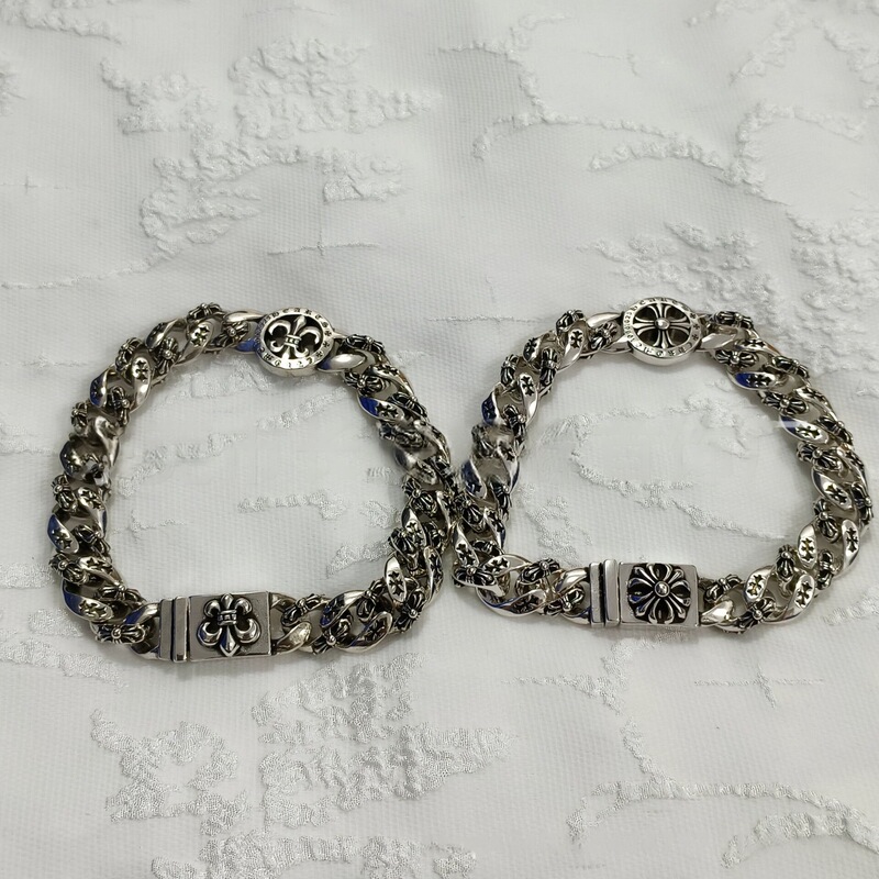 Ch Trendy Brand Chrome Hearts Bracelet Pure Silver S925 Retro Cross Anchor Men's and Women's European and American Fashion Couple Bracelet